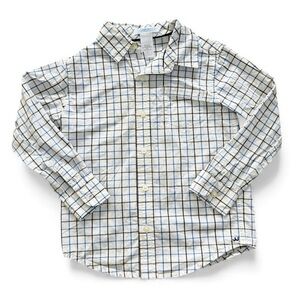 Janie and Jack Plaid Button Down Shirt - Cream and Blue Toddler Boy size 4